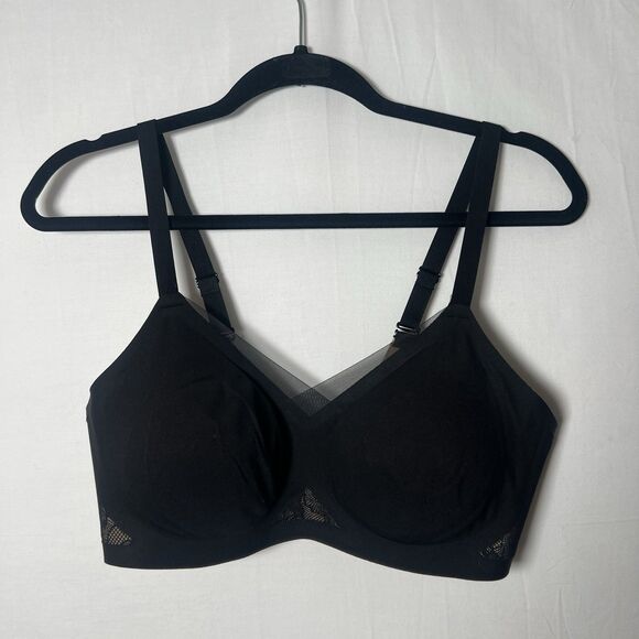 Honey Love Crossover Wireless  Black Smoothing Seamless Max Support Bra Size L - Picture 1 of 5